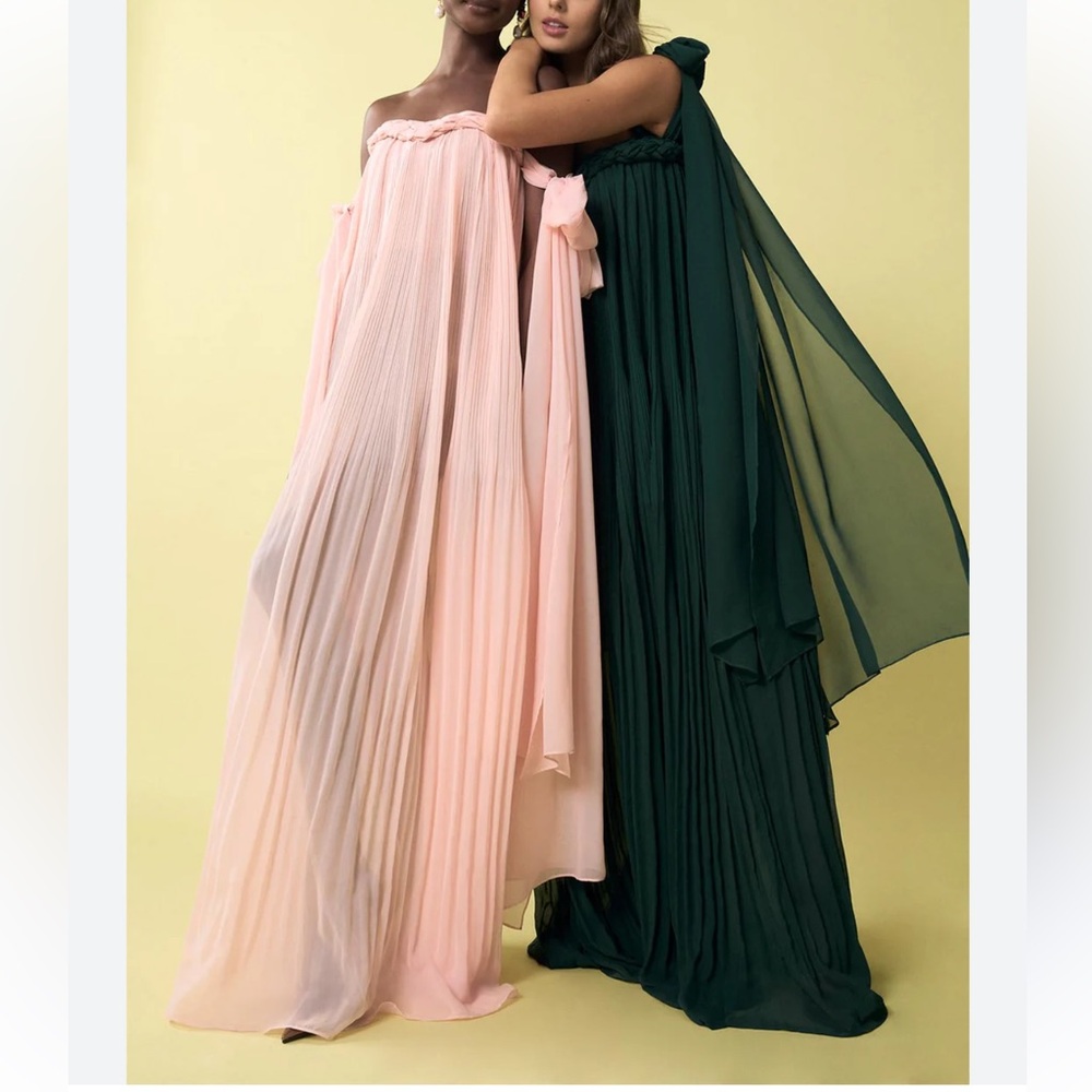 Leo Lin Camilla Draped Floor Dress in Pink - Picture 3 of 7